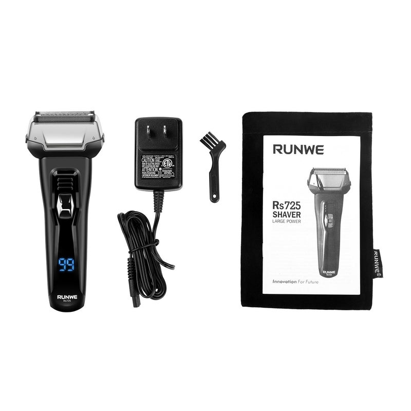Runwe Rs725 Men's Electric Razor Cordless Foil Shaver with Pop-Up Beard Trimmer and LCD Display for Men Wet/Dry Shaving - Image 3
